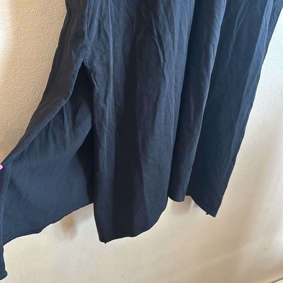 Skin Organic Cecile Pima Cotton Dress Black Oversized V Neck Womens Size 2 - Picture 7 of 12
